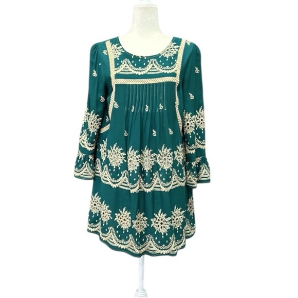 Ivy Jane Embroidered Boho Babydoll Dress Green Size XS - Picture 6 of 15